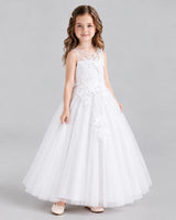 White Ball Gown Flower Girl Dresses Side