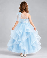 Baby Blue Ball Gown Girls Formal Dresses Back