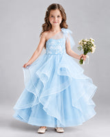 Baby Blue Ball Gown Girls Formal Dresses Front
