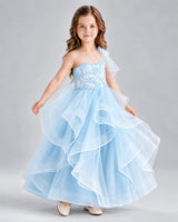 Baby Blue Ball Gown Girls Formal Dresses Side