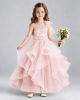 Blush Pink Ball Gown Girls Formal Dresses Front