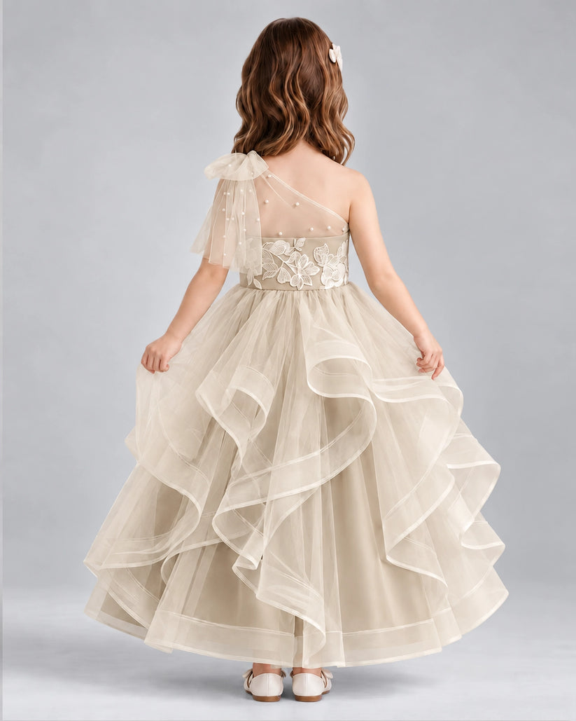 Champagne Ball Gown Girls Formal Dresses Back