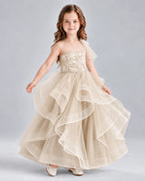Champagne Ball Gown Girls Formal Dresses Side