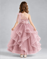 Dusty Rose Ball Gown Girls Formal Dresses Back