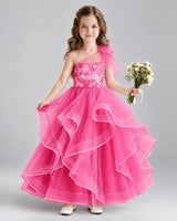 Hot Pink Ball Gown Girls Formal Dresses Front