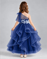 Navy Blue Ball Gown Girls Formal Dresses Back
