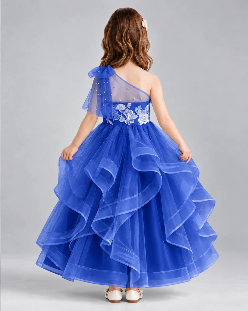 Royal Blue Ball Gown Girls Formal Dresses Back