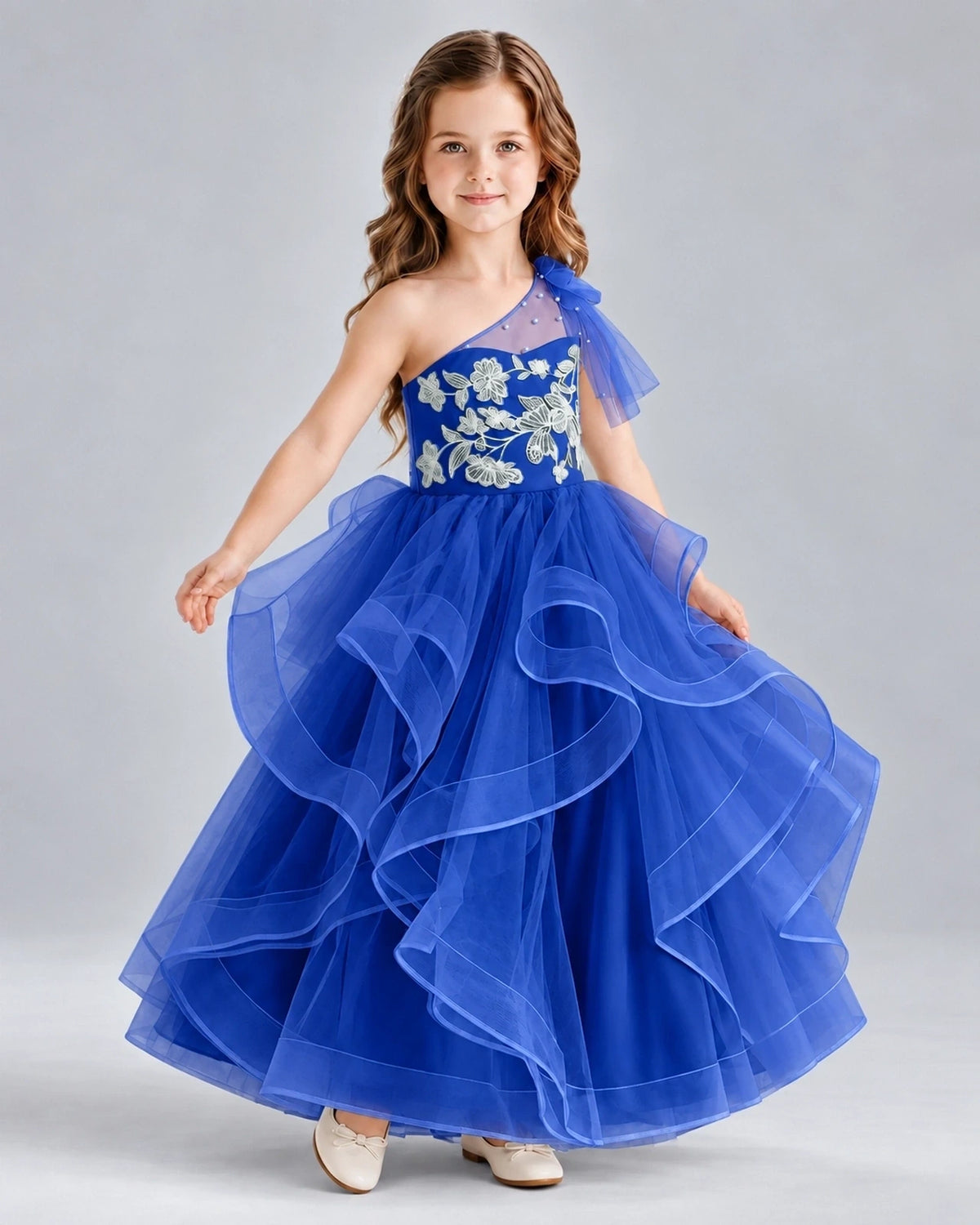 Royal Blue Ball Gown Girls Formal Dresses Side
