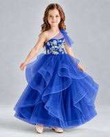 Royal Blue Ball Gown Girls Formal Dresses Side