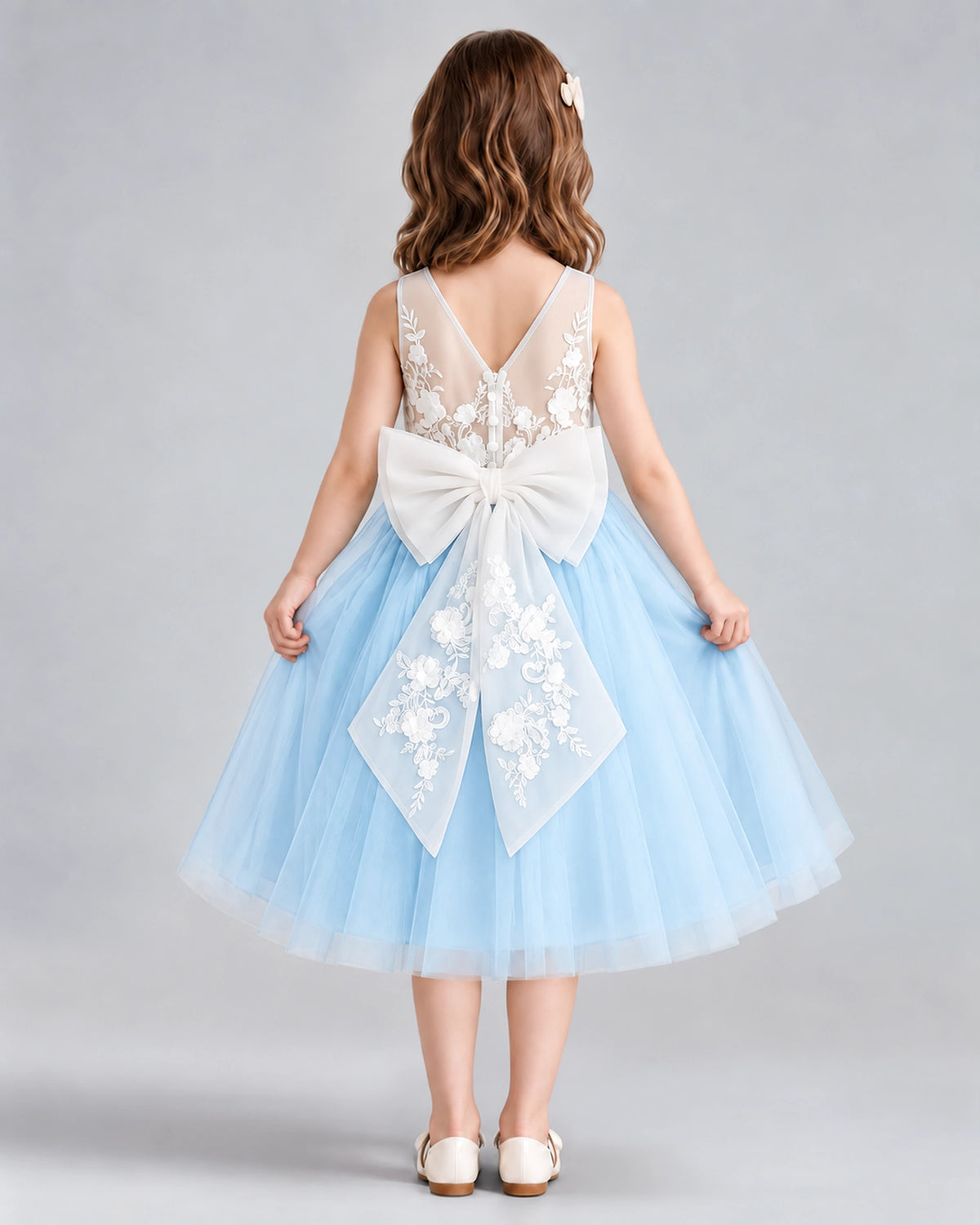 Baby Blue A-line Flower Girl Dresses Back