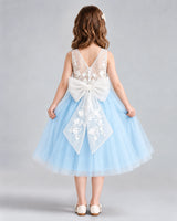 Baby Blue A-line Flower Girl Dresses Back