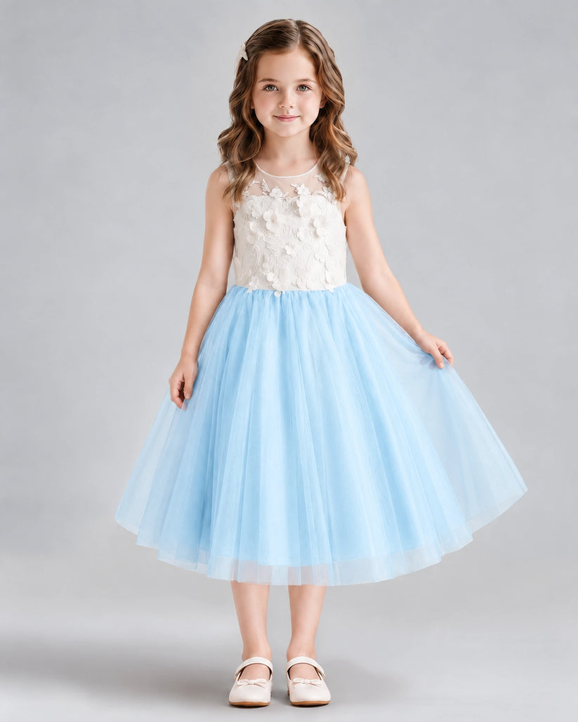 Baby Blue A-line Flower Girl Dresses Front