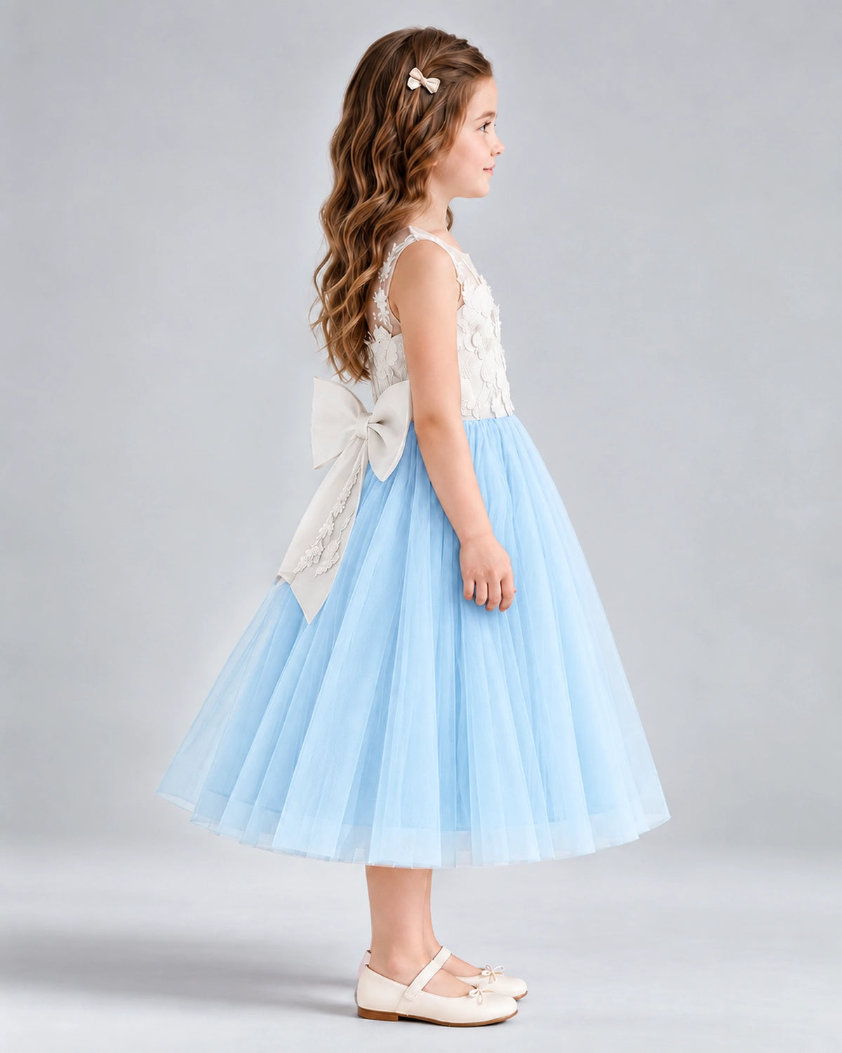 Baby Blue A-line Flower Girl Dresses Side