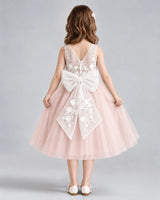 Blush Pink A-line Flower Girl Dresses Back