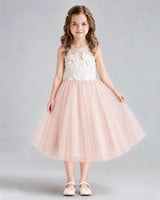 Blush Pink A-line Flower Girl Dresses Front