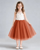 Burnt Orange A-line Flower Girl Dresses Front