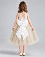 Champagne A-line Flower Girl Dresses Back