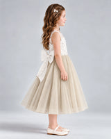 Champagne A-line Flower Girl Dresses Side