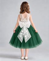 Dark Green A-line Flower Girl Dresses Back