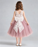 Dusty Rose A-line Flower Girl Dresses Back