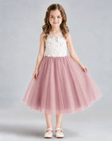 Dusty Rose A-line Flower Girl Dresses Front