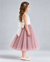 Dusty Rose A-line Flower Girl Dresses Side