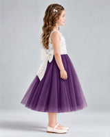 Grape A-line Flower Girl Dresses Side