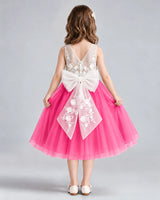 Hot Pink A-line Flower Girl Dresses Back