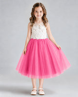 Hot Pink A-line Flower Girl Dresses Front