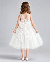 Ivory A-line Flower Girl Dresses Back