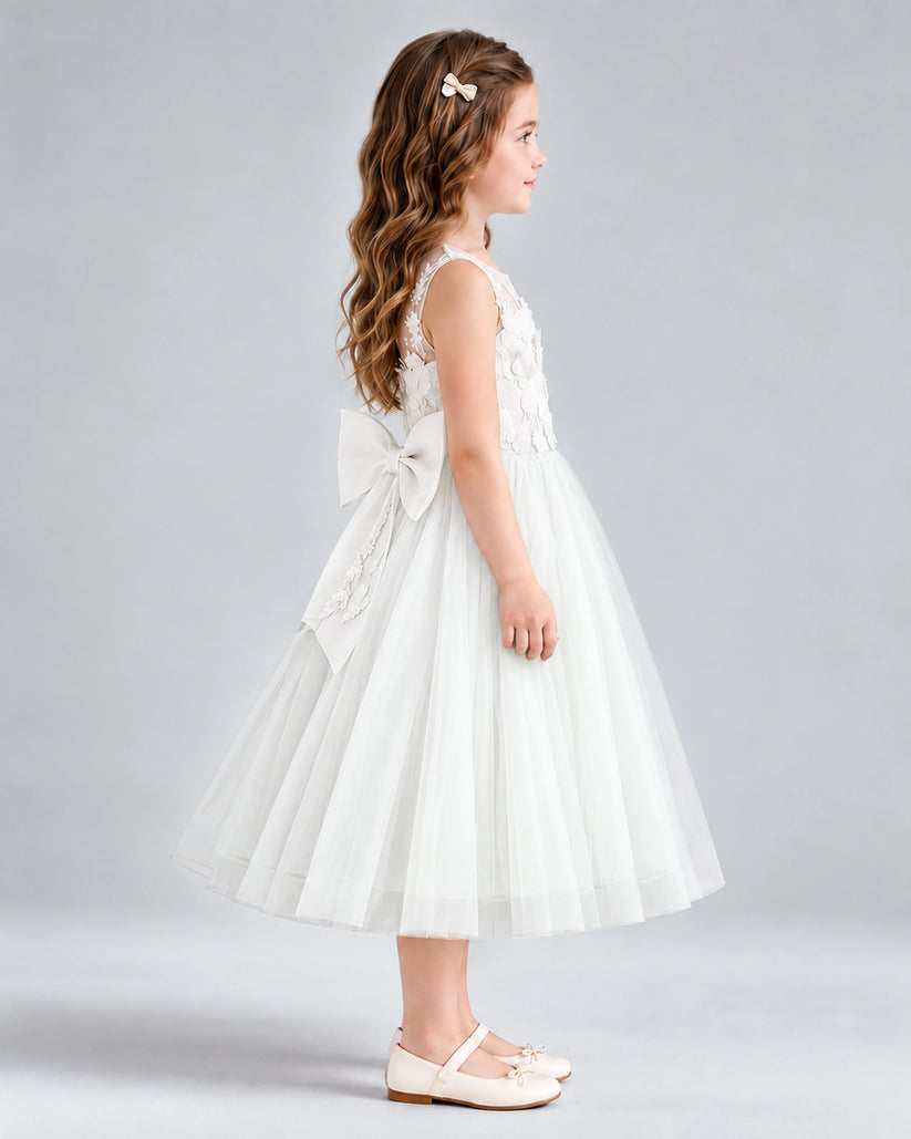Ivory A-line Flower Girl Dresses Side