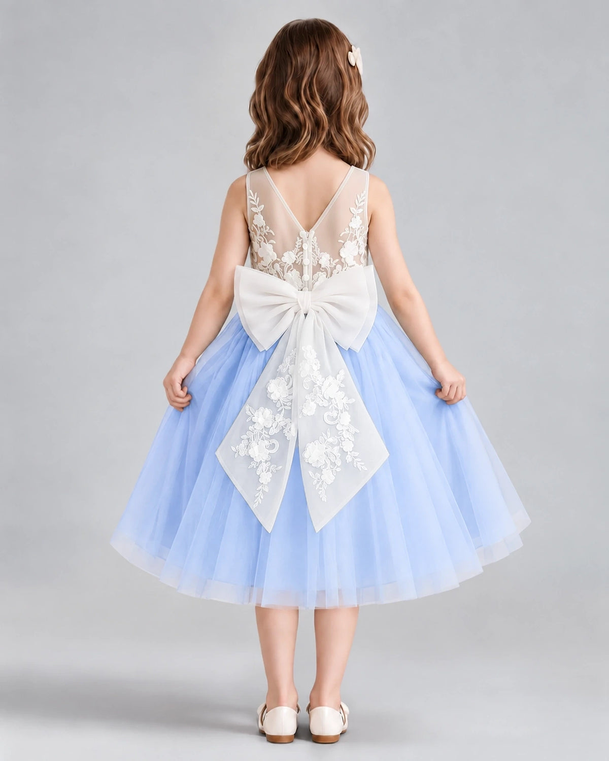 Lavender A-line Flower Girl Dresses Back