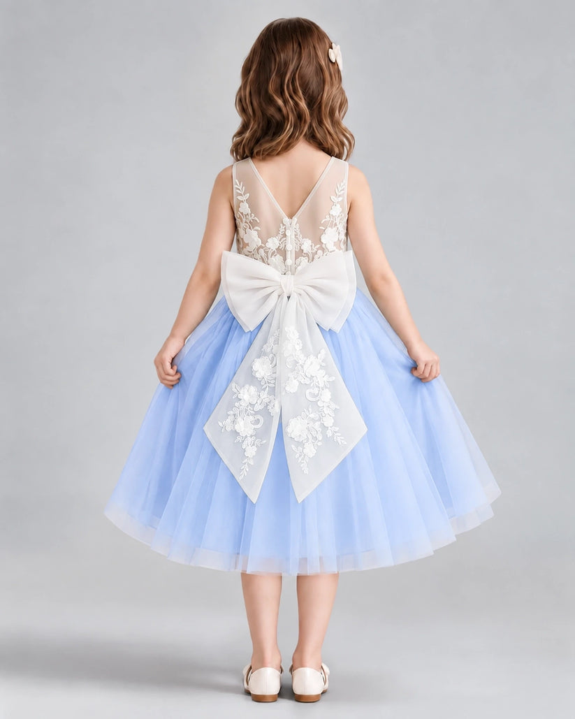Lavender A-line Flower Girl Dresses Back