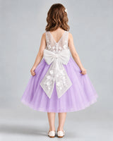 Lilac A-line Flower Girl Dresses Back