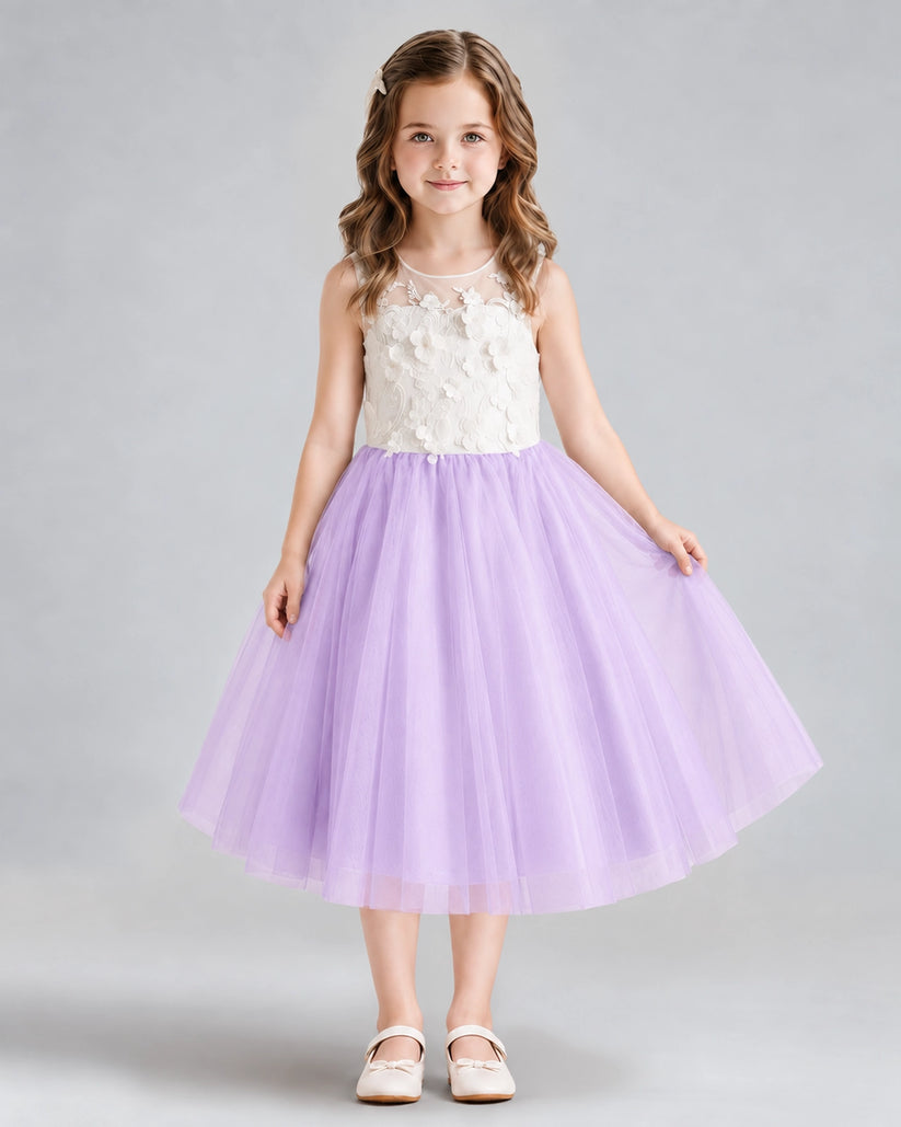 Lilac A-line Flower Girl Dresses Front