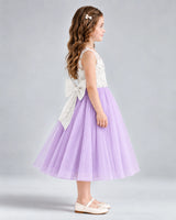 Lilac A-line Flower Girl Dresses Side