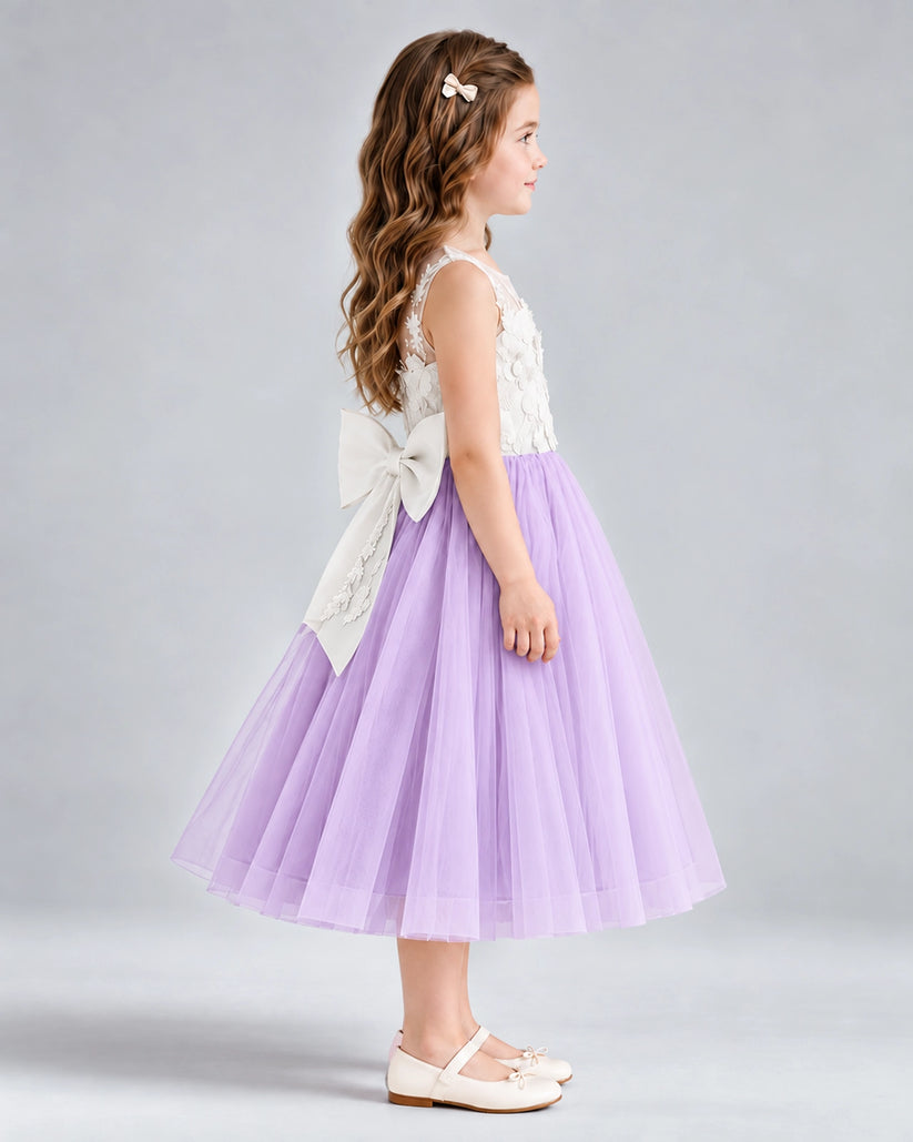 Lilac A-line Flower Girl Dresses Side