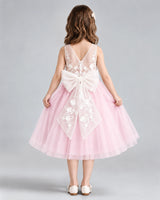 Pink A-line Flower Girl Dresses Back