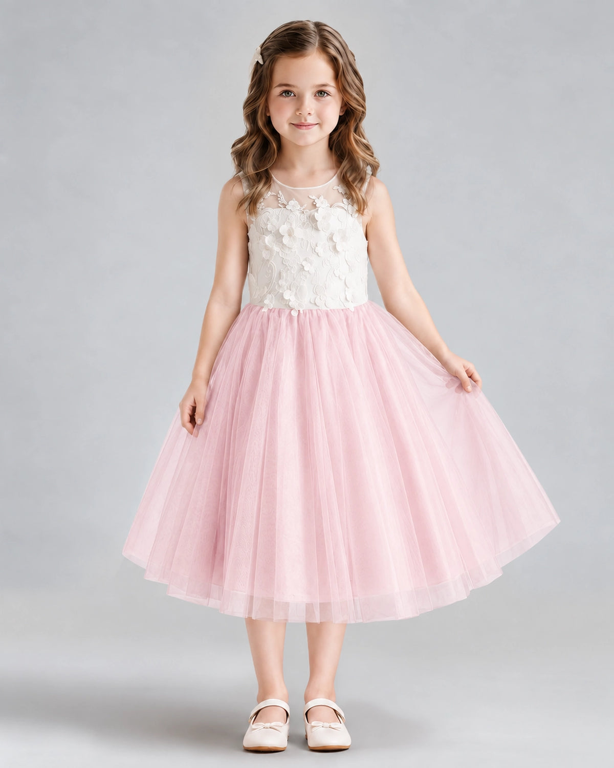 Pink A-line Flower Girl Dresses Front