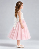 Pink A-line Flower Girl Dresses Side