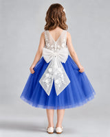 Royal Blue A-line Flower Girl Dresses Back