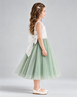 Sage Green A-line Flower Girl Dresses Side