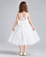 White A-line Flower Girl Dresses Back