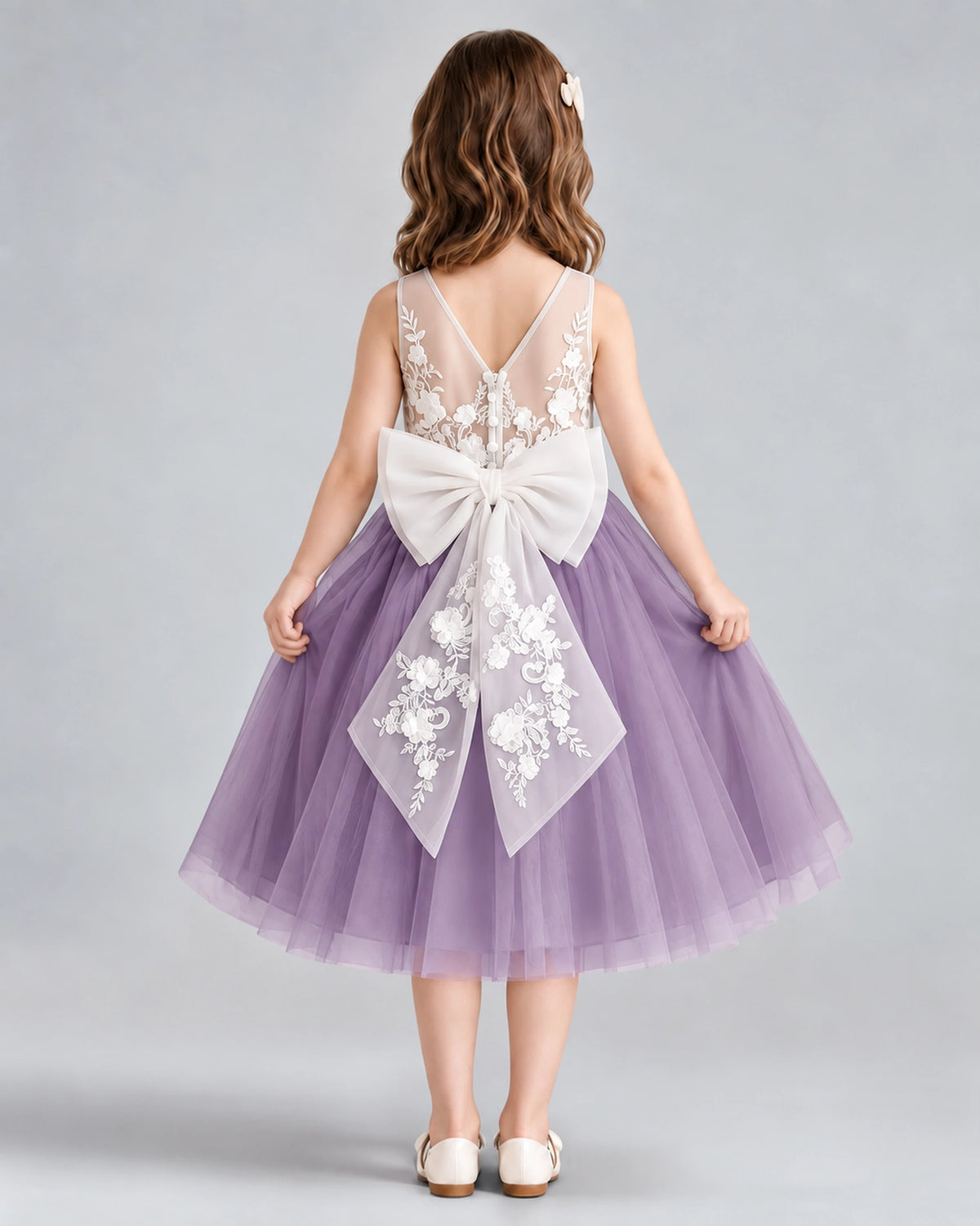 Wisteria A-line Flower Girl Dresses Back
