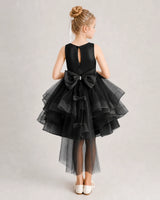 Black Tulle High-Low Girls Formal Dress Back View