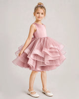 Dusty Rose Tulle Ball Gown Girls Formal Dress Front View