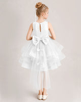 Ivory Tulle A-line Girls Formal Dress Back View