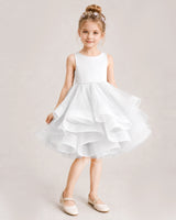 Ivory Tulle Ball Gown Girls Formal Dress Front View