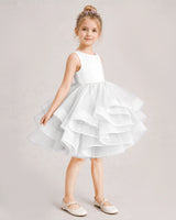 Ivory Tulle Ball Gown Girls Formal Dress Front View