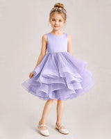 Lavender Organza A-line Girls Formal Dress Front View